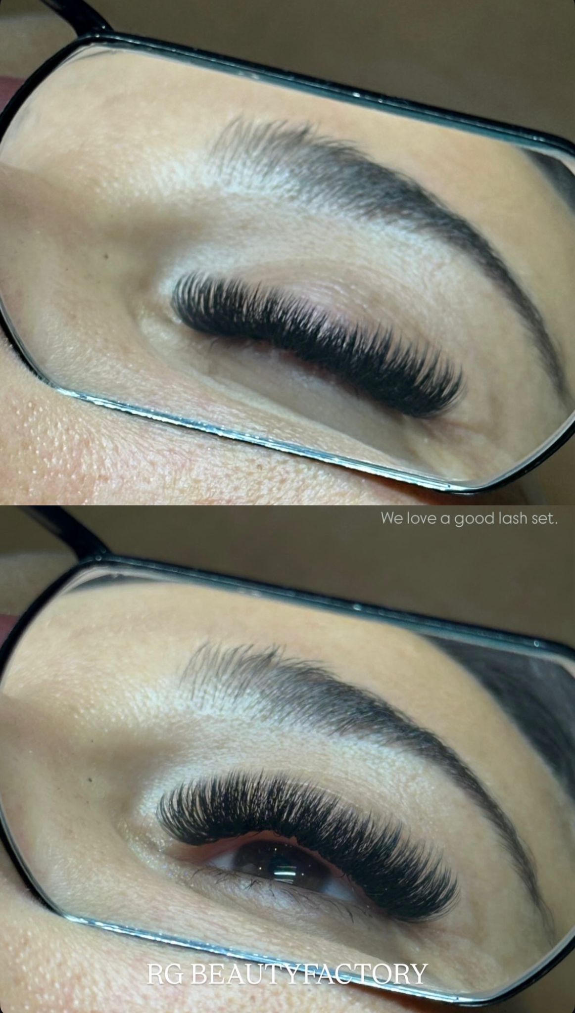 Wimpernverlängerung mit RG Logo